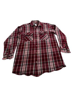 Berne Apparel Shirt Men Large Red Plaid Heavy Flannel Long Sleeve Workwear Y2K